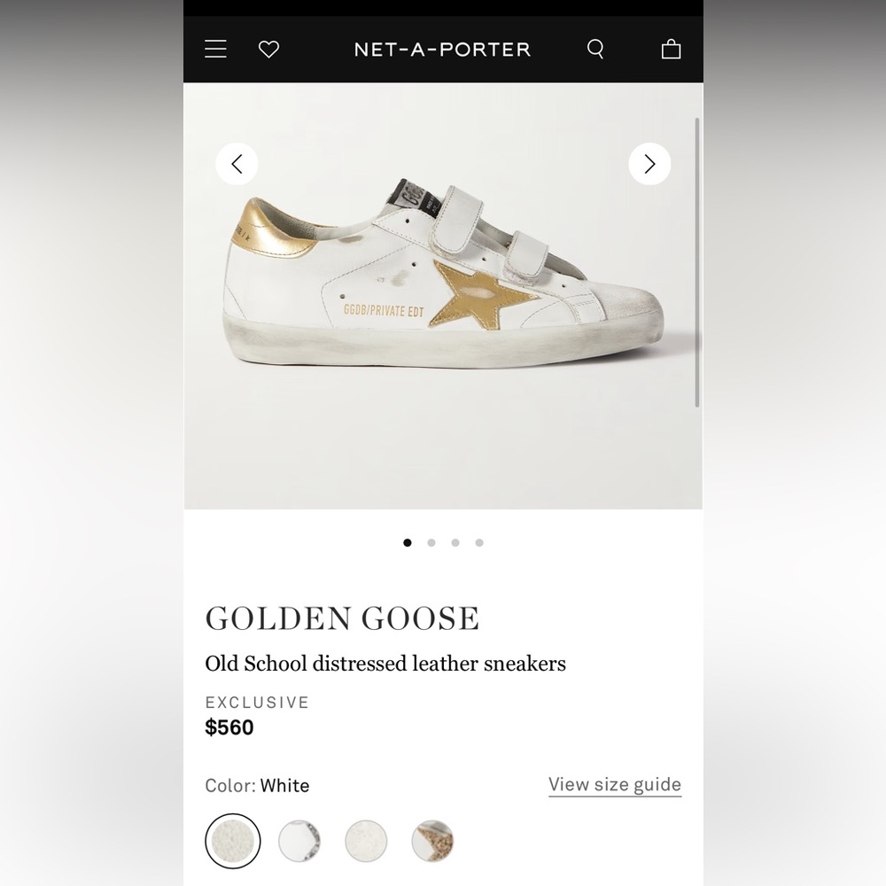 Golden Goose Old School Leather Sneakers - Gold and White